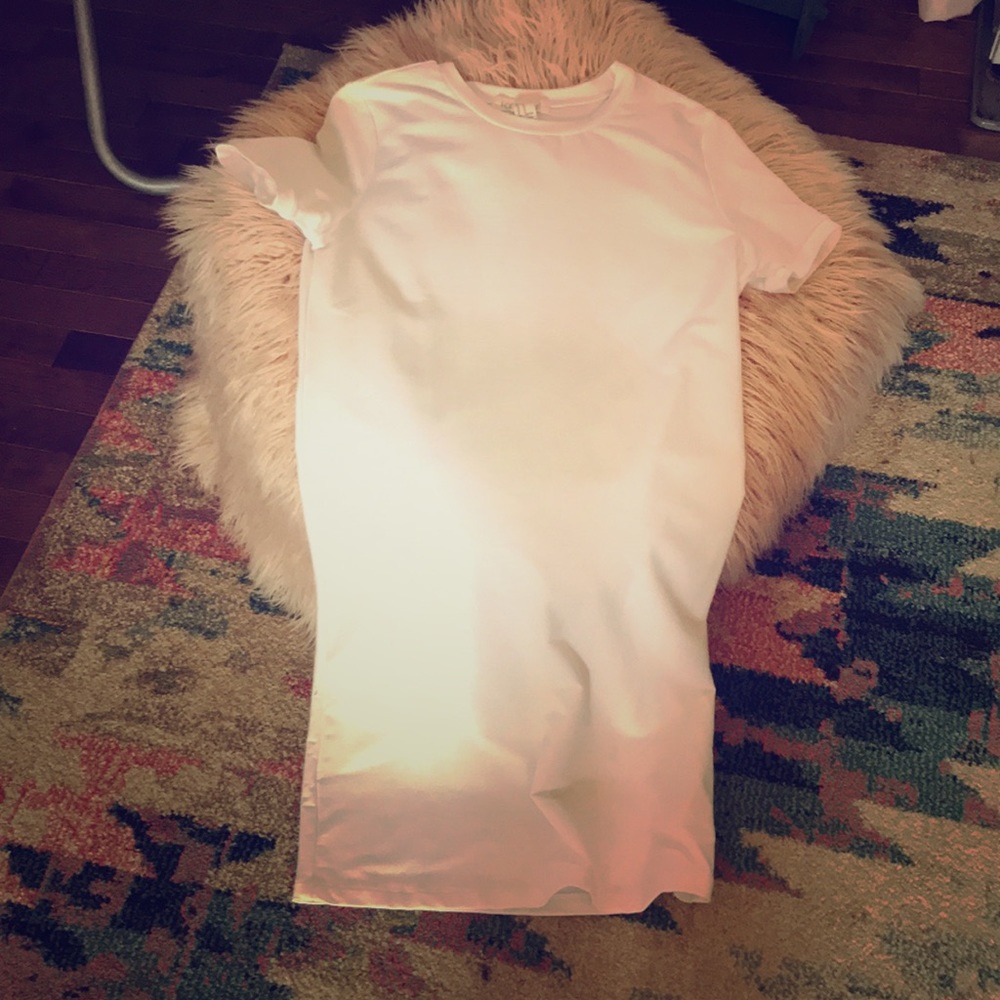 Plain white t shirt dress.